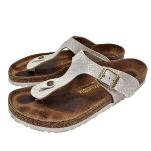 Birkenstock Gizeh Shoes Womens Size 41 10 Snake Print White Sandals Germany